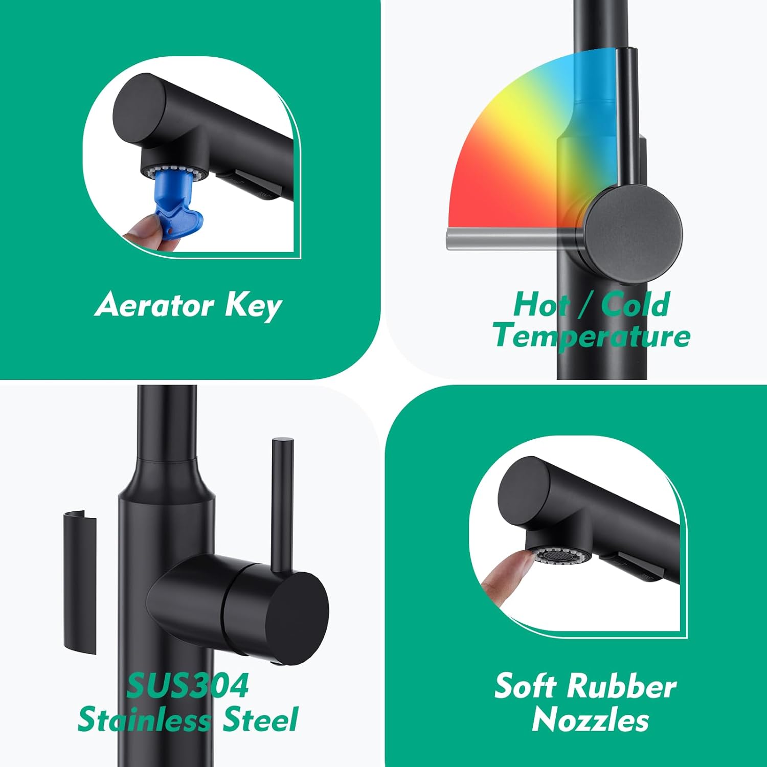 CREA Matte Black Kitchen Faucet with Pull Down Sprayer,Right Angle Bar Sink Faucet 1 Hole Single Handle Stainless Steel Farmhouse RV Laundry Room Uitility Sink Faucet 3 Hole Deckplate