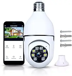 Câmera Lampada De Segurança Inteligente Ip Wifi Com Visão Noturna Vigilancia Interna Externa Giratoria Espiã 360º Cor Branco