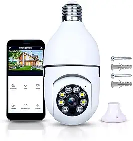 Câmera Lampada De Segurança Inteligente Ip Wifi Com Visão Noturna Vigilancia Interna Externa Giratoria Espiã 360º Cor Branco