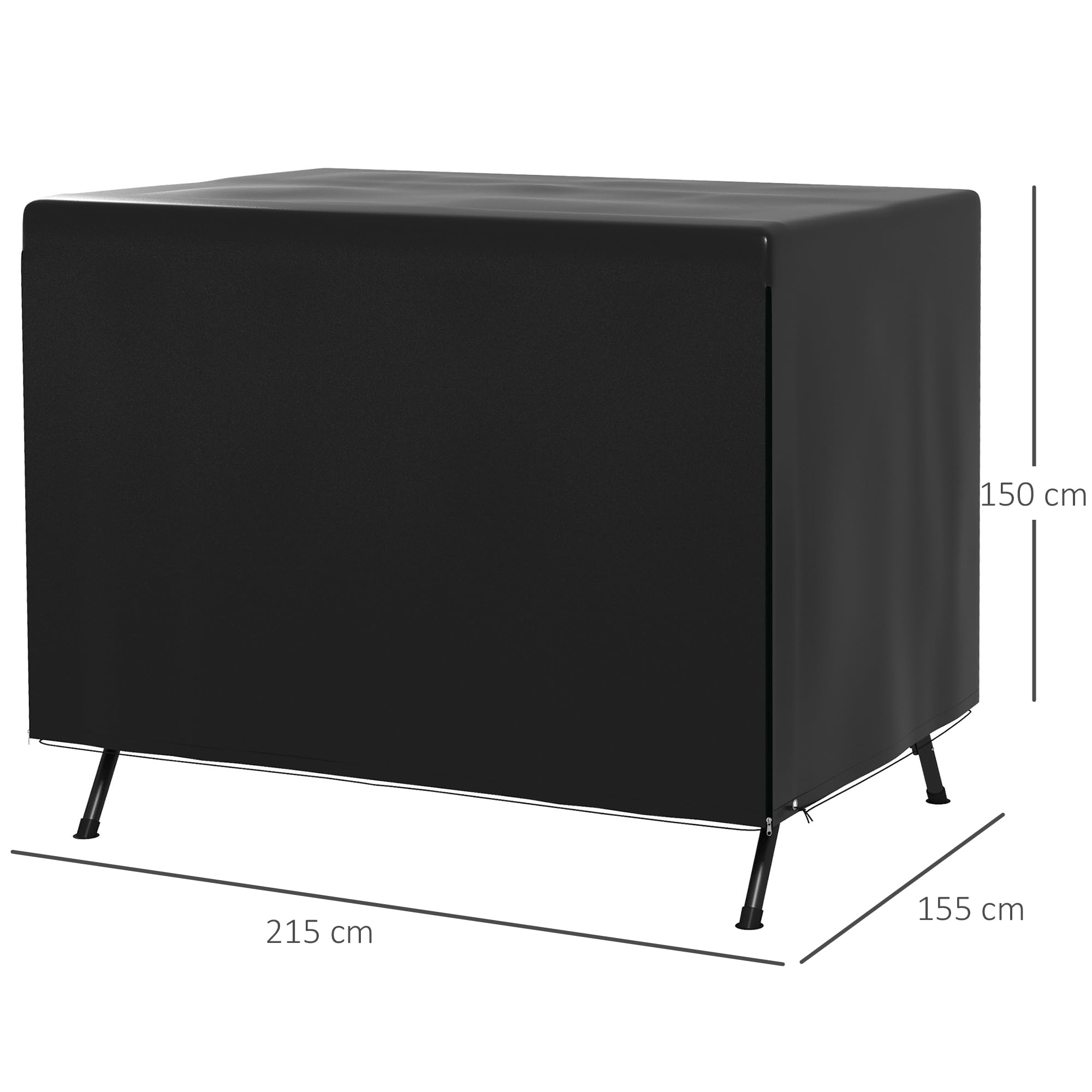 Outsunny Hollywoodschaukel Abdeckung 3 Sitzer, Wasserdicht Winterfest Schutzhülle für Gartenschaukel, Winddicht UV-Beständig Abdeckplane für Gartenmöbel, Hängesessel, 215 x 155 x 150 cm Schwarz