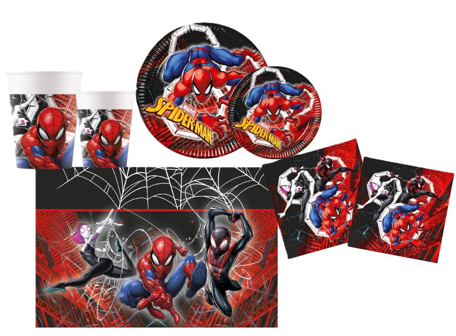 Kit Festa Buon Compleanno Comics Per 8 Persone: 44 Pezzi In Carta Compostabile. Piatti 23 E 18 Cm, Bicchieri 250ml, Tovaglioli 33x33cm. Eco-friendly!