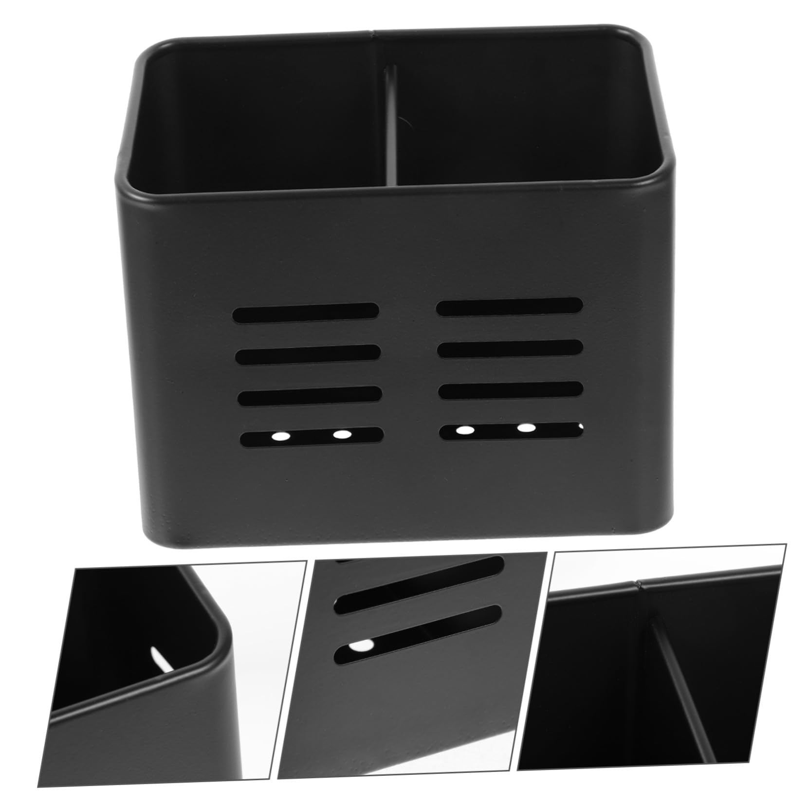 Porte-ustensiles Support de Fourchettes Noir en Acier Inoxydable Robuste Trous D'évacuation Simple et Élégant pour Égouttoir à Baguettes Cuisine Moderne