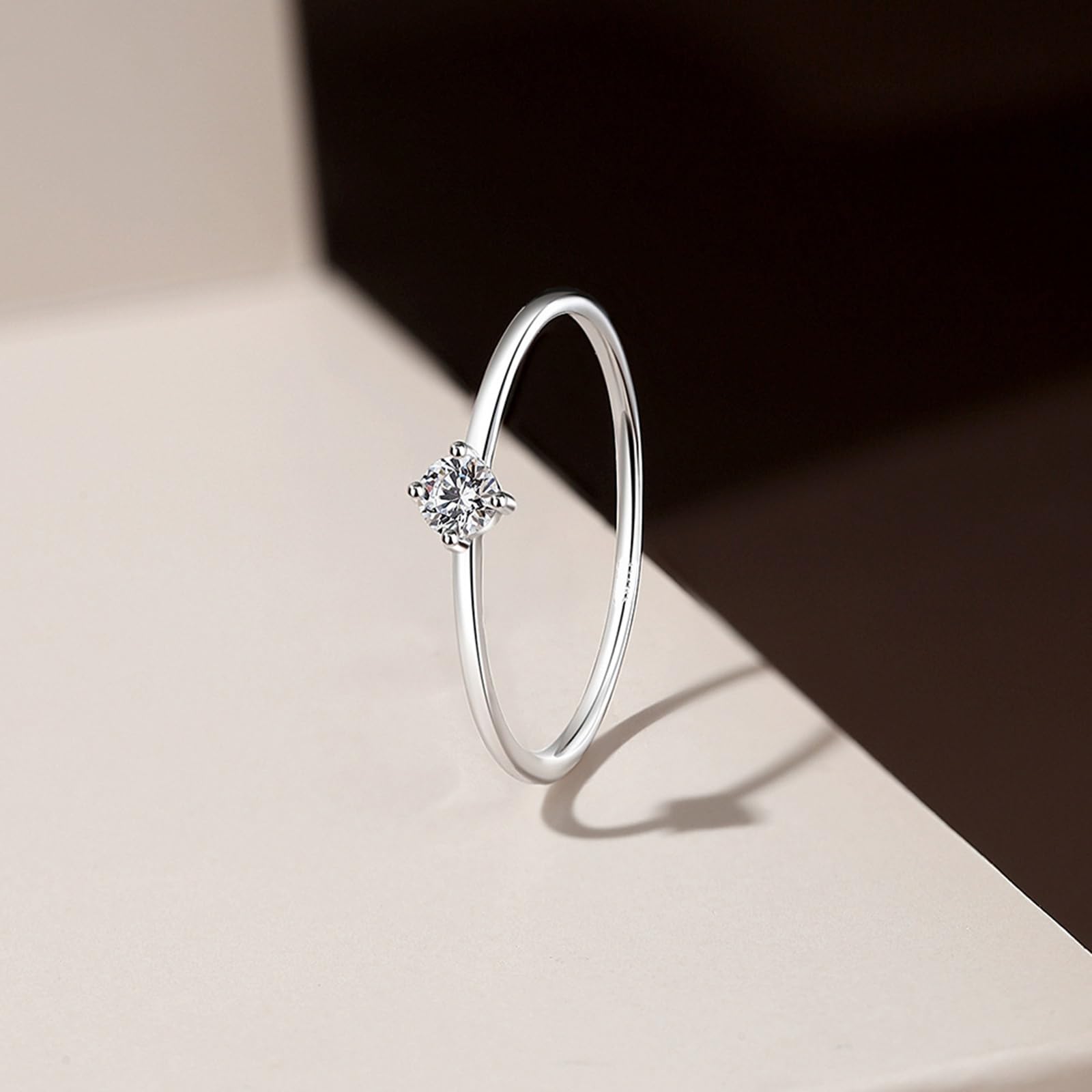 Anillo de compromiso de oro blanco de 9 K/14 K/18 K/Platino 950 para novia, anillo de compromiso 3 x 3 mm diamante blanco 0,16 ct