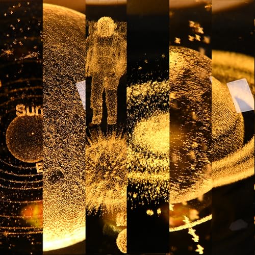 Image of 2.36 Inch 3D Galaxy Crystal Ball Night Light Lamp with Wooden Base, Warm Glow LED Mood Night Light, Gift for Boys, Girls, and Teens (Saturn)