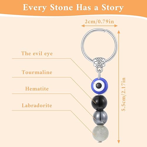 Miniatura 2 de Llavero de cristal natural con dije de ojo malvado para mujer, bolso y monedero, piedras curativas, regalos de buena suerte