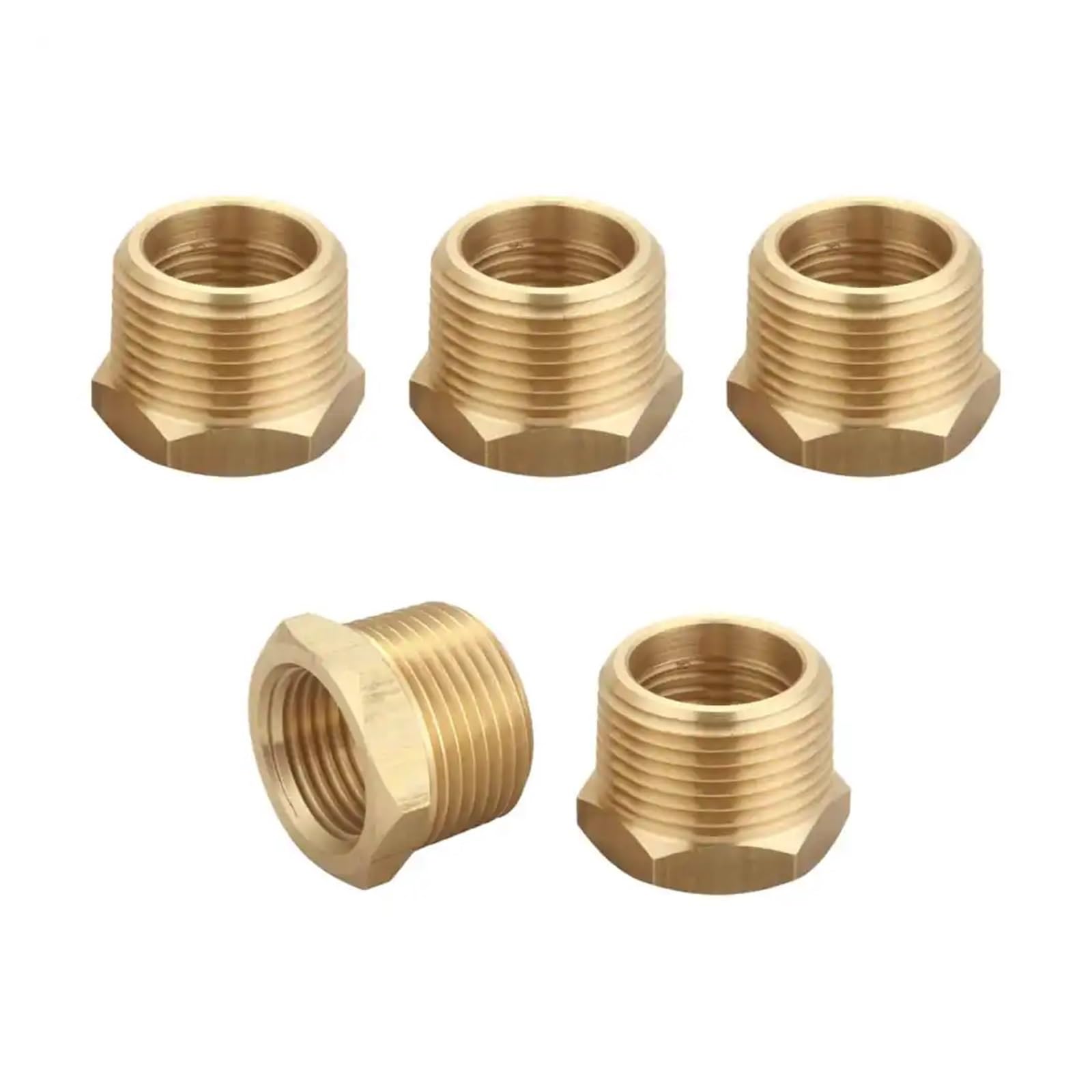 Accesorios reductores de buje Hexagonal for tubería de latón, Macho de 1/2" x Hembra de 3/8" NPT(Pack of 25)