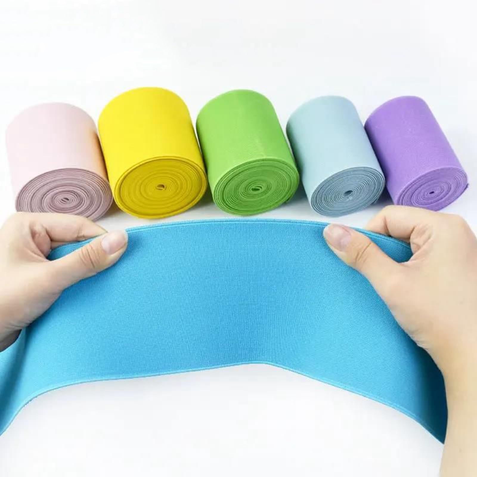 Bandas elásticas Banda elástica Ancha y Plana Banda elástica de 2 Metros (8/10 cm de Ancho) for Ropa Interior, Accesorios de Costura DIY, 10 cm(Lakeblue,8cm)