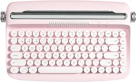 Teclado tipo máquina de escrever sem fio B303 com Bluetooth, estética retrô e suporte integrado para vários dispositivos