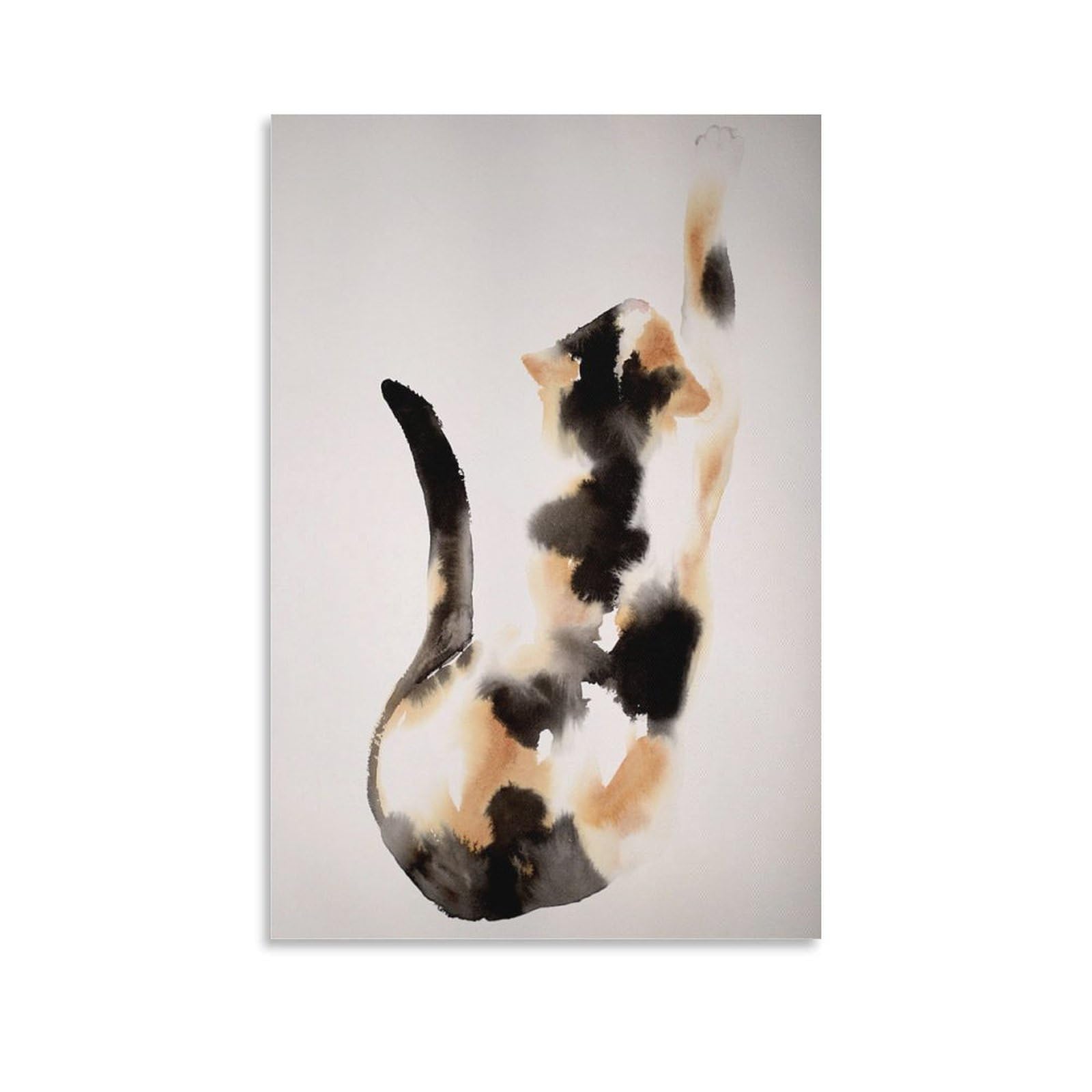 Amazon.co.jp: 三毛猫ねこネコ水彩動物アート キャンバス 芸術