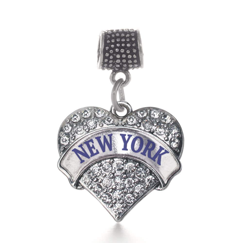 Silver Pave Heart Charm for Bracelet with Cubic Zirconia Jewelry