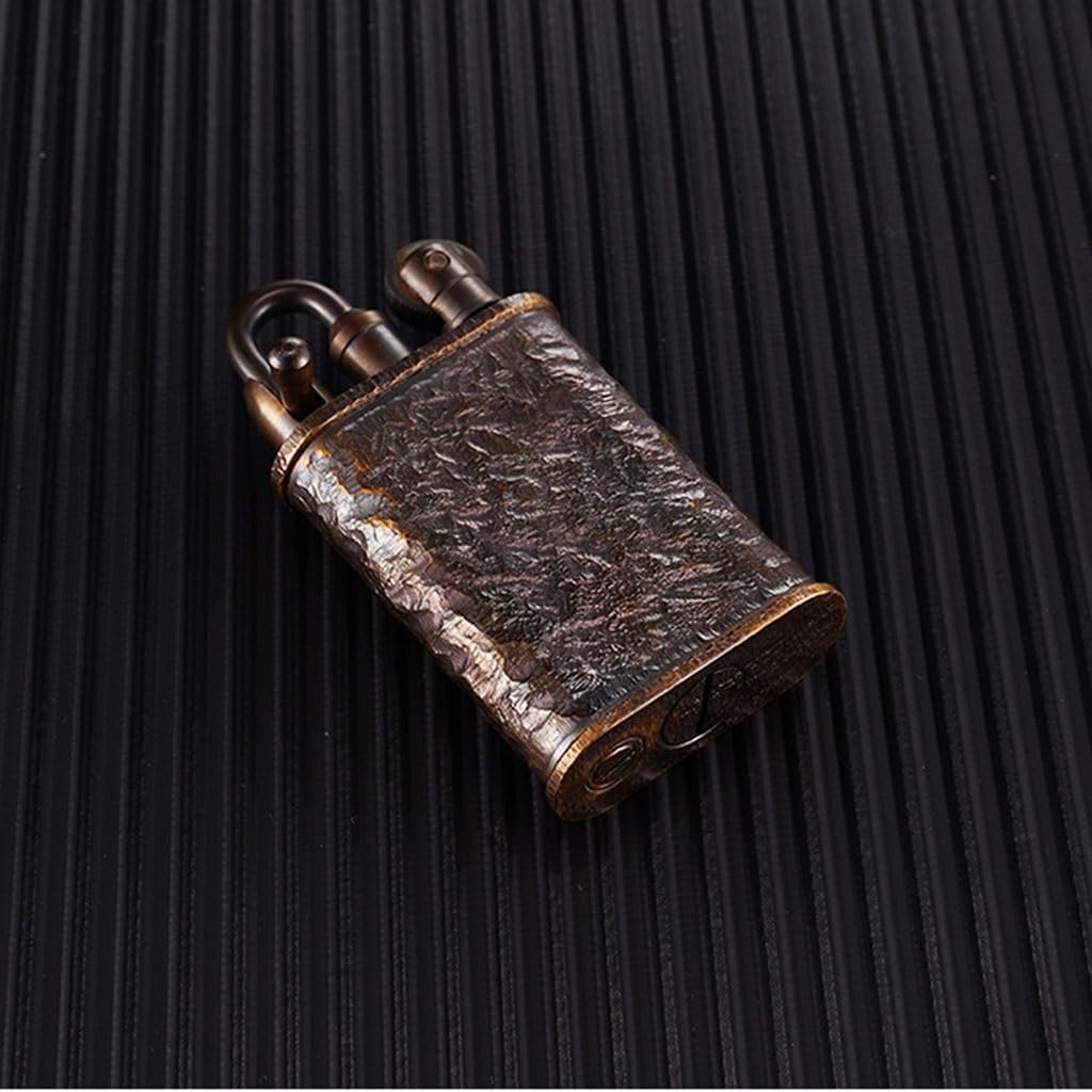 Handmade Brass Lighter, Hand-Carved Tap Groove Pattern Retro Kerosene Lighter, Old Color Texture, Lighting Candle Collection Gift Elder Boyfriend