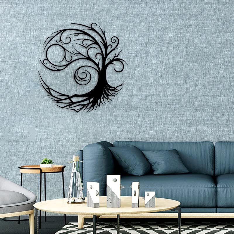 Décor de Sculpture Murale Arbre de Vie, Art de L'arbre de Vie, Signe Abstrait de Famille D'arbre En Métal, Accueil 3D Signes D'œuvres D'art À Suspendre Au Mur (Size : 23.6IN/60cm)