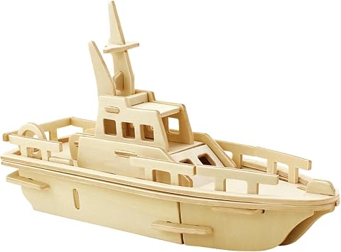 EQLEF 3D Jigsaw Lifeboat Model Woodcraft Kit Wooden Puzzle Toy