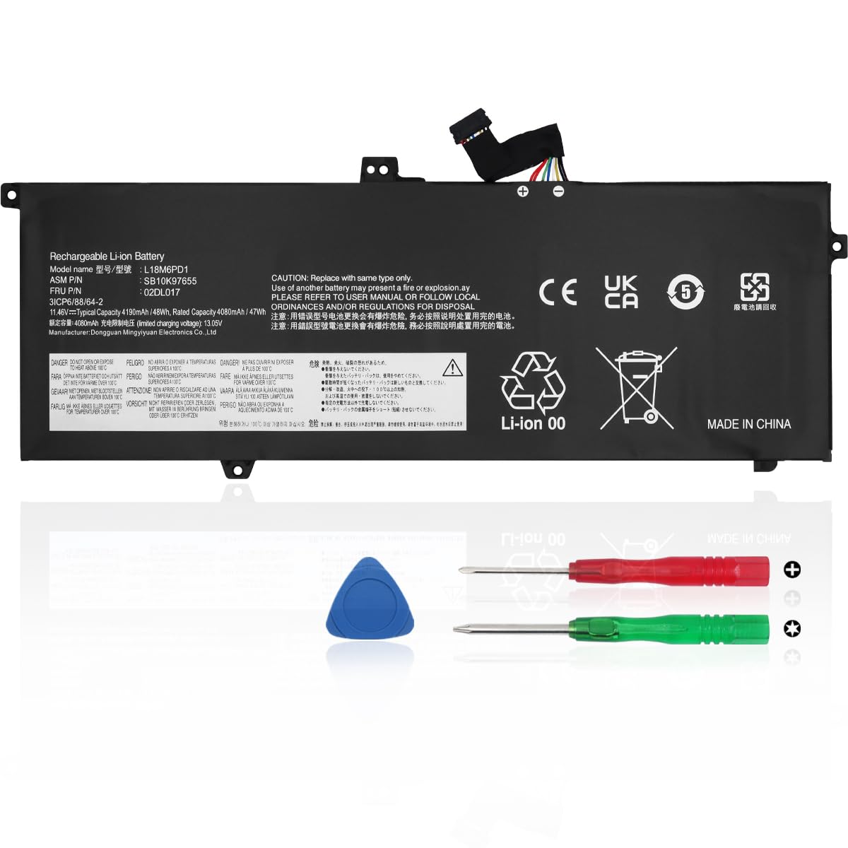 L18M6PD1 L18C6PD1 Batería para Lenovo ThinkPad X13 1st Gen (2020) X390 X395 Series L18D6PD1 L18M6PD2 02DL020 02DL019 02DL018 02DL017 SB10K97658 SB10K97657 SB10K97656 SB10K97655 11.46V 48Wh