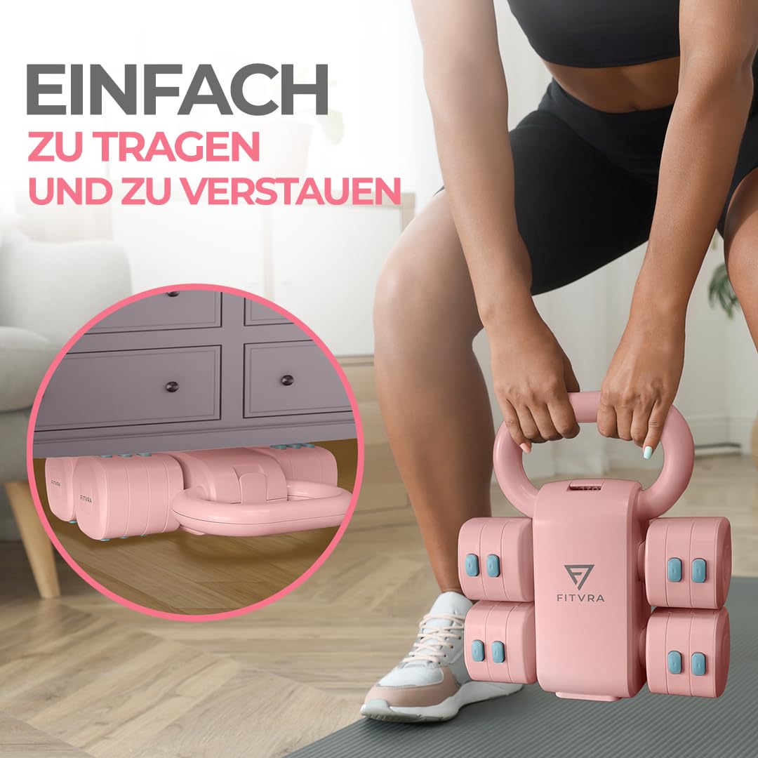 Verstellbare Hanteln 2 in 1, Hantel Set und Kettlebell | Kurzhanteln für Home Gym: 1-3 kg, Kettlebell 2,5-6,5 kg und 3 Widerstandsbänder