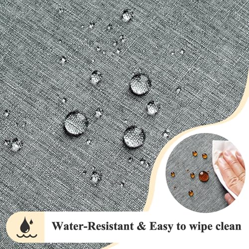 AooHome Tablecloth Round Φ120cm Grey, Wipe Clean Tablecloths Washable Polyester Faux Linen Tablecloth Water-repellent with Lotus-effect, Durable Scratch Resistant for Dining room, Balcony, Garden - Image 4