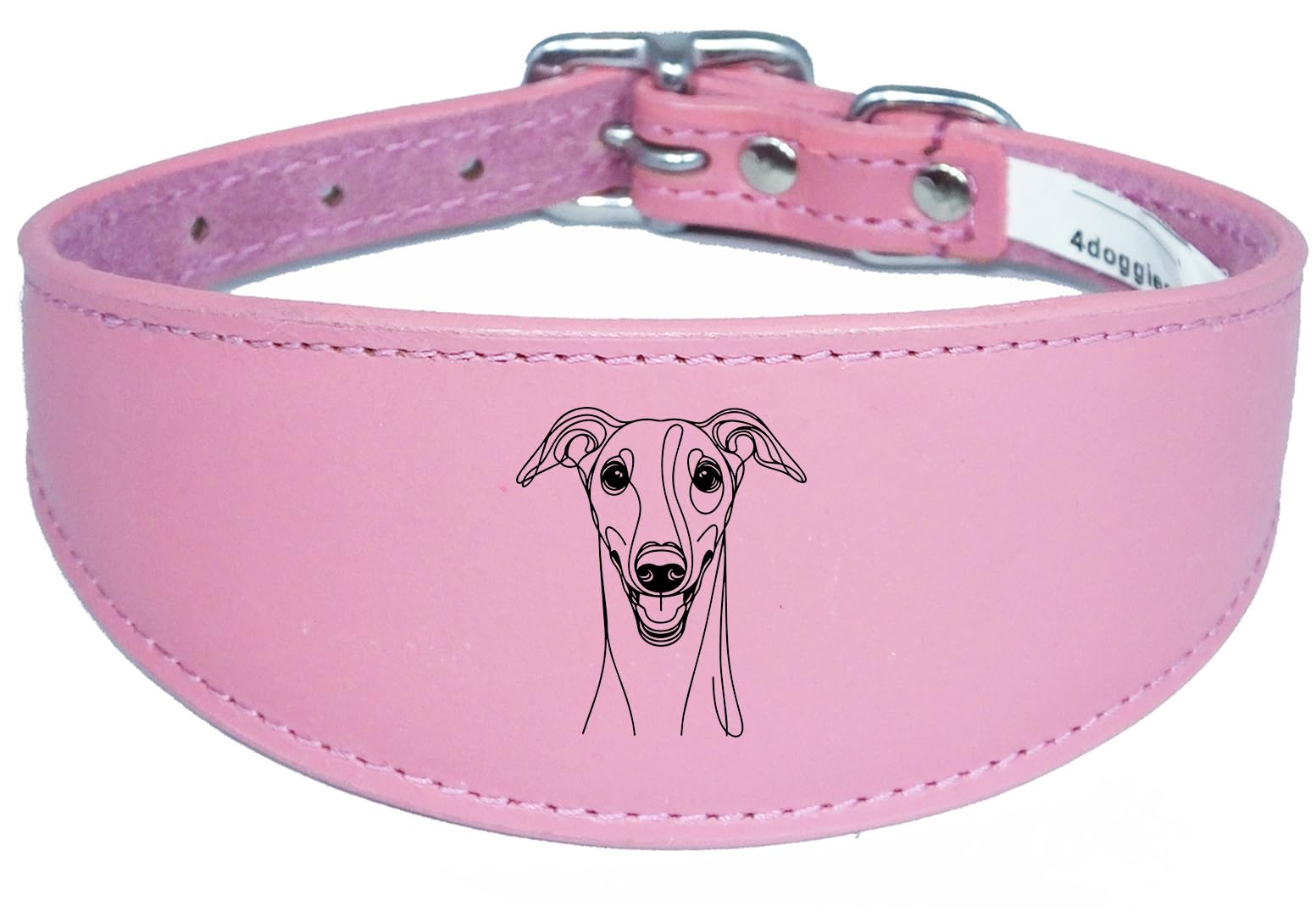 Sighthound Wide Leather Collar Handmade for Iggy, Lurcher, Whippet and Greyhound, NL9