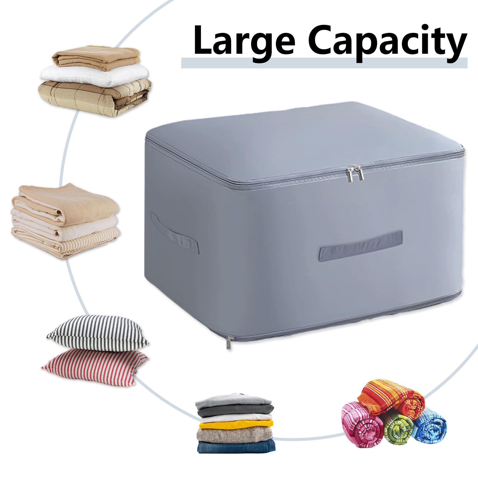 1 x organizer samokompresujący, torba do przechowywania kołder z zamkiem błyskawicznym, torba kompresyjna, kolor szary, ultra Space Saving Self Compression Organizer Bag (54 x 42 x 60 cm)