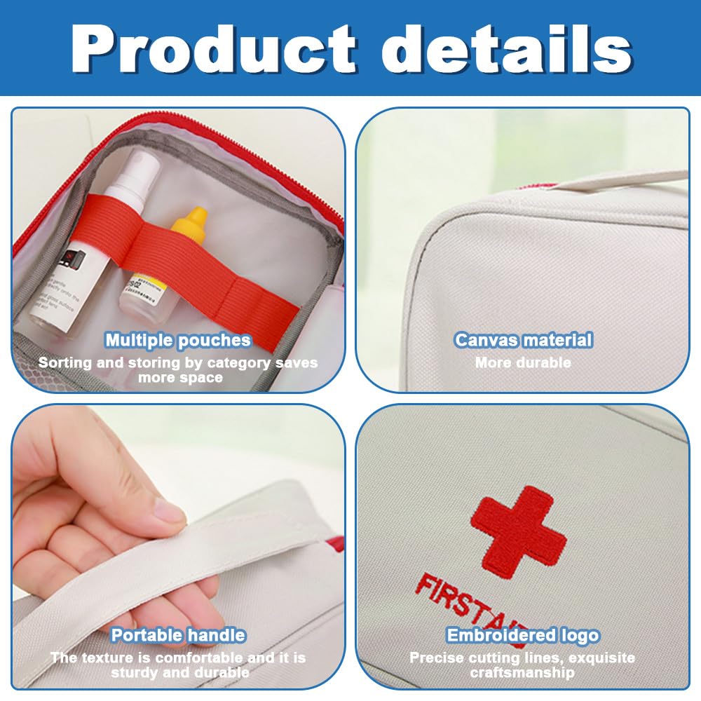 1 Pieza vacío Bolsa de Primeros Auxilios, pequeña Bolsa de Medicina, Borsa Pronto Soccorso Vuota, para el hogar,Oficina,vehículo,Camping, Lugar de Trabajo y Actividades al Aire Libre (vacío)