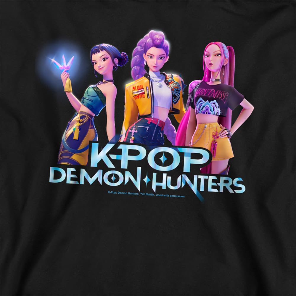 Kpop Demon Hunters Kpop Demon Hunters Huntrix Kpop Group Youth Kids Boy Girls Pull-Over Hoodie, Black Sweatshirt à Capuche Mixte Enfant (Lot de 1)