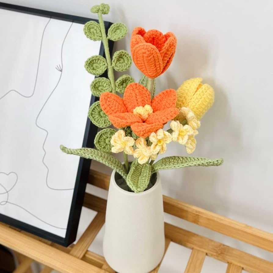 Amazon｜JOMODECOR ハンドメイド かぎ針編み チューリップ 忘れ