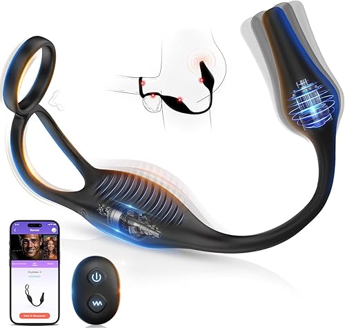 Anillo vibratorio para el pene masajeador de próstata, 4 en 1, juguetes sexuales masculinos para hombres, anillo para el pene con control remoto, 7