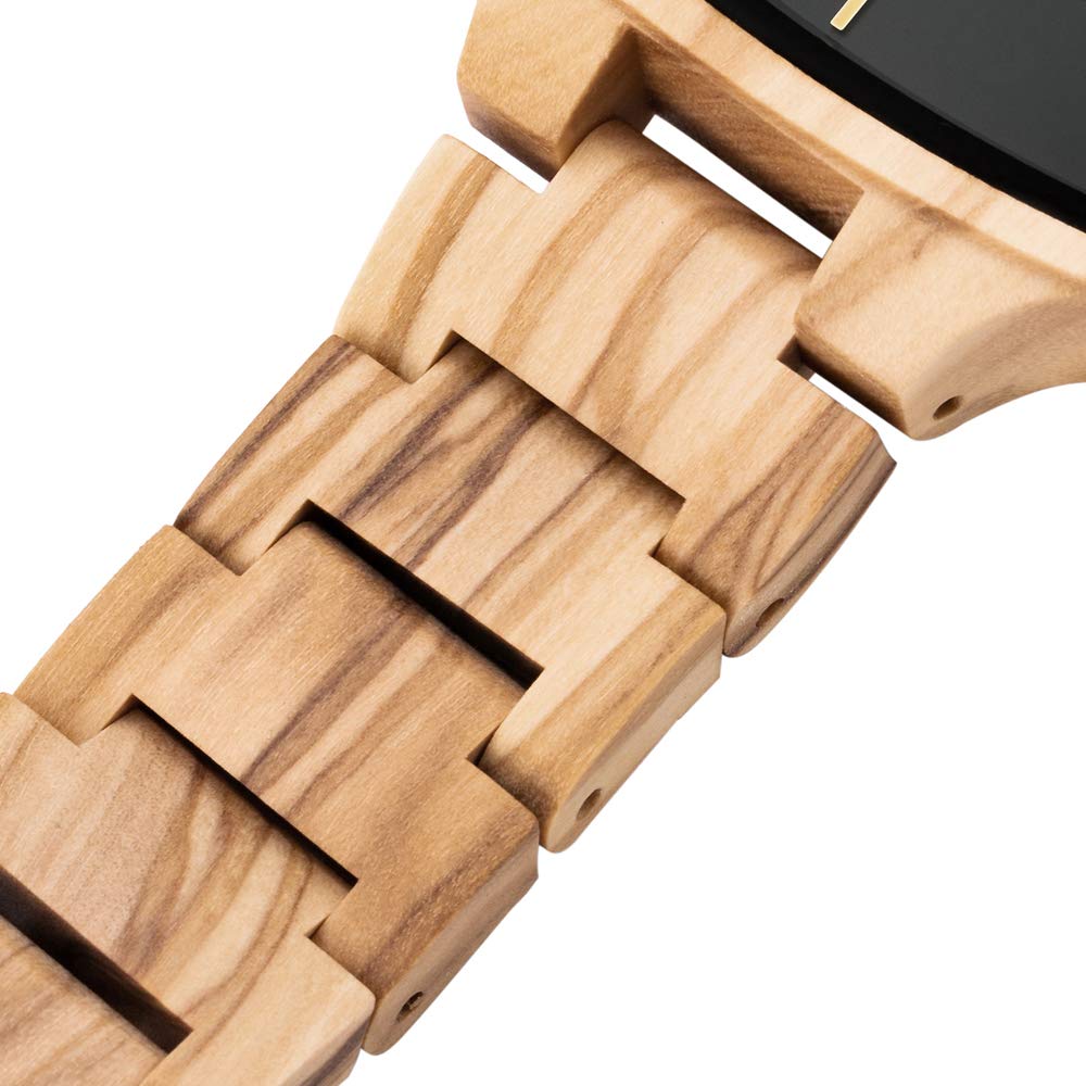 Orologio da Uomo e donne in Legno, Noce nero naturale/oliva, con Movimento al Quarzo Giapponese, con cinturino regolabile, manuale analogico da polso