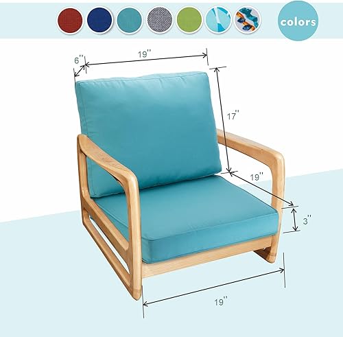 Miniatura 6 de Cojín para silla de exterior, juego de cojines de asiento para exteriores de 19 x 19 pulgadas, cojines de exterior para muebles de patio