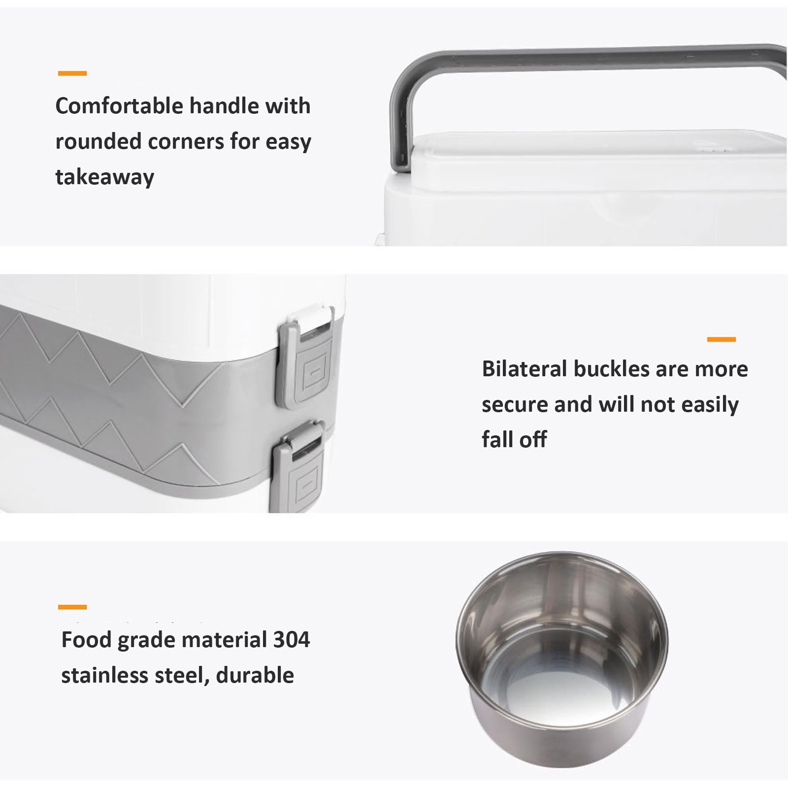 Fiambrera eléctrica portátil grande de 2 litros para el hogar para adultos con recipientes desmontables de acero inoxidable 304 separados para cocinar multifunción (M (bicapa))