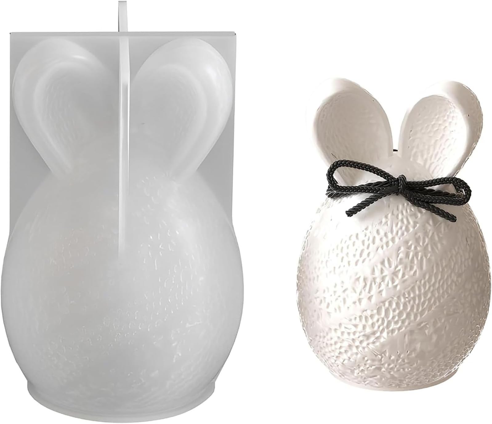 2026 New Easter Silicone Mold, Striped Easter Bunny Eggs Silicone Candles Mold, 3D Rabbit Egg Basket Casting Tool, DIY Chocolate Candy Soap Molds,Smooth Inner Facade,Holiday Art Spring Decor (#02)