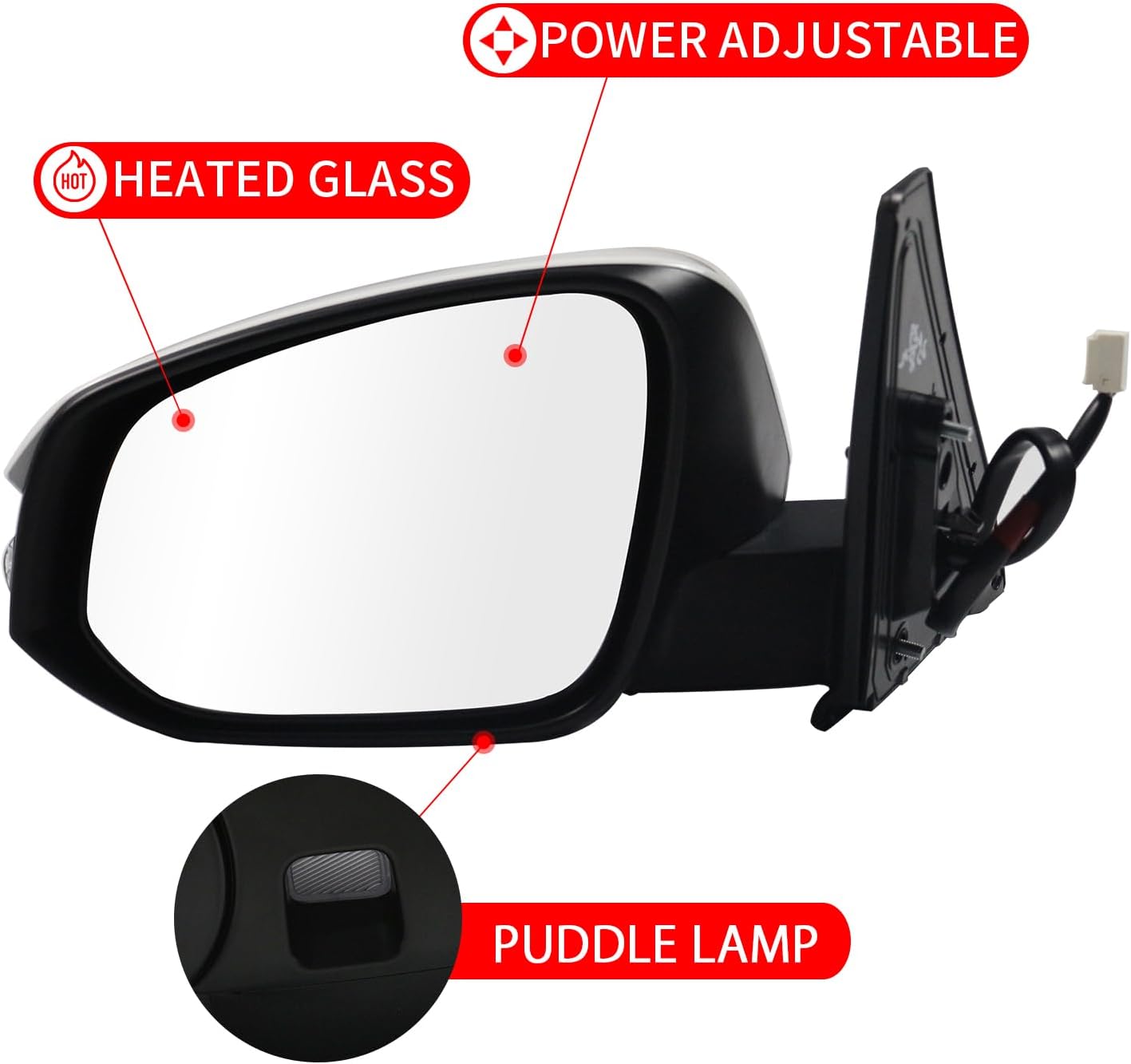 Marretoo for Toyota 4Runner 2014-2024 Left DriverSide Mirror Assembly replacement for 4Runner Accessories WHITE (LH) 9 Pin TO1320312 8794542160C0