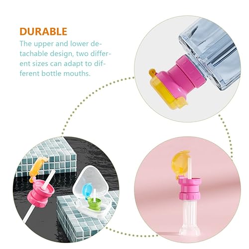 Miniatura 4 de Kisangel 6 uds. Tapas de popote para niños para niños, botellas de derrames para niños, cubierta de botella de paja de soda, jugo para niños,