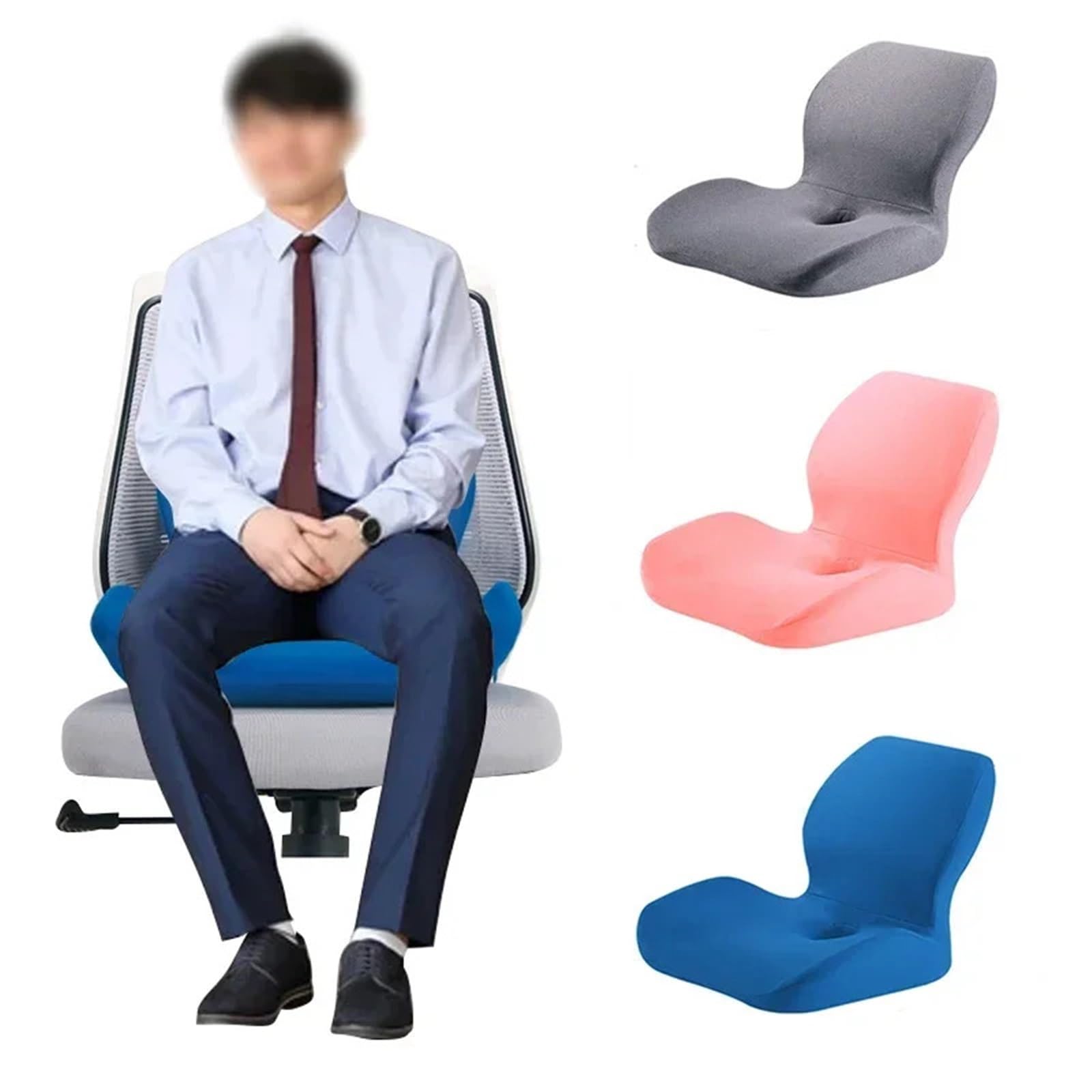 Memory Foam Sitzkissen Memory-Schaum-Sitzkissen for Zuhause, Büro, Stuhl, Unterstützung, Taille, Rücken, Auto, Hüfte, Massage Für Bürostuhl(Light Grey)