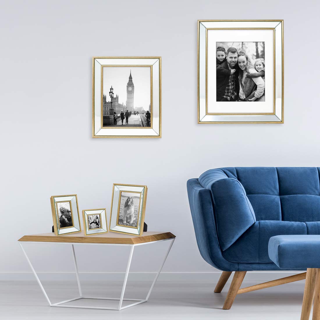 Isaac Jacobs 4x4 Gold Beveled Mirror Picture Frame wDeep Slanted Angle | Classic Mirrored Frame with Deep Slanted Angle Made for Tabletop Photo Gallery and Wall Art 4x4 Gold product thumbnail 8