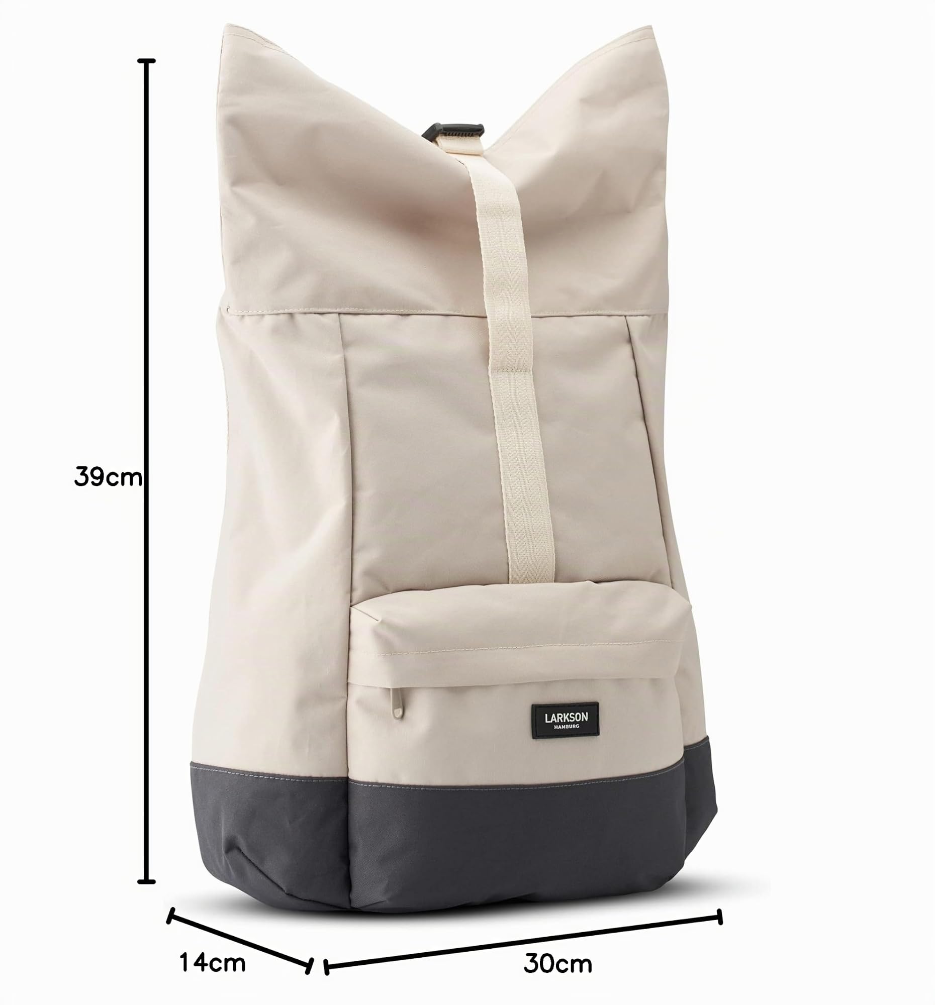 LARKSON Zaino Donna & Uomo Grigio - Alva - Zainetto Porta PC 15.6 Pollici - Rolltop ideale per Scuola, Viaggio, Lavoro Sportivo, Università - Idrorepellente