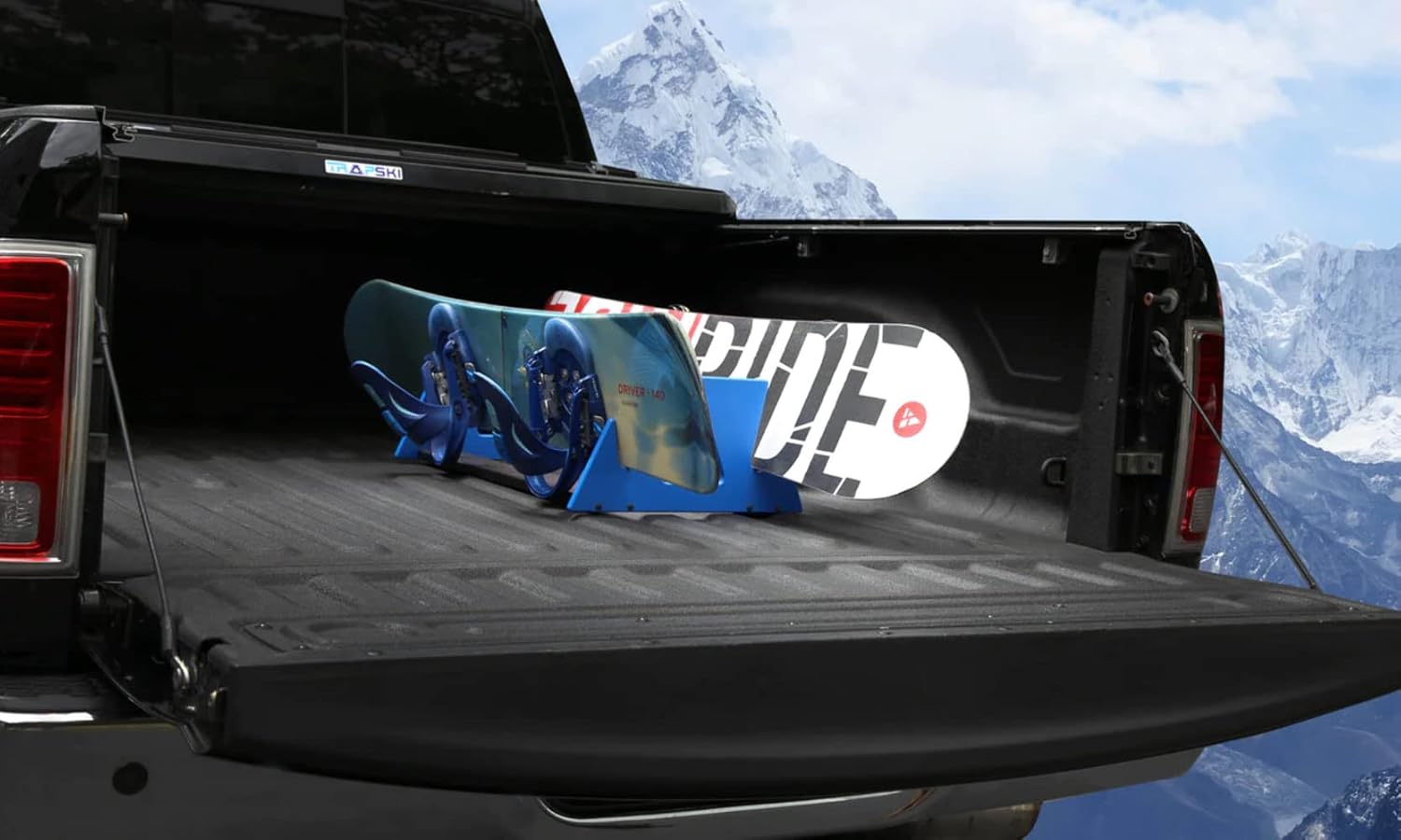 TRAPSKI Mobile Wide Stance Snowboard Racks Marine Grade HDPE Plastic | UV Protected | Premium Strap Included | 3 Year Warranty | Made in The USA | Veteran Owned Business (Black, Six Pack)