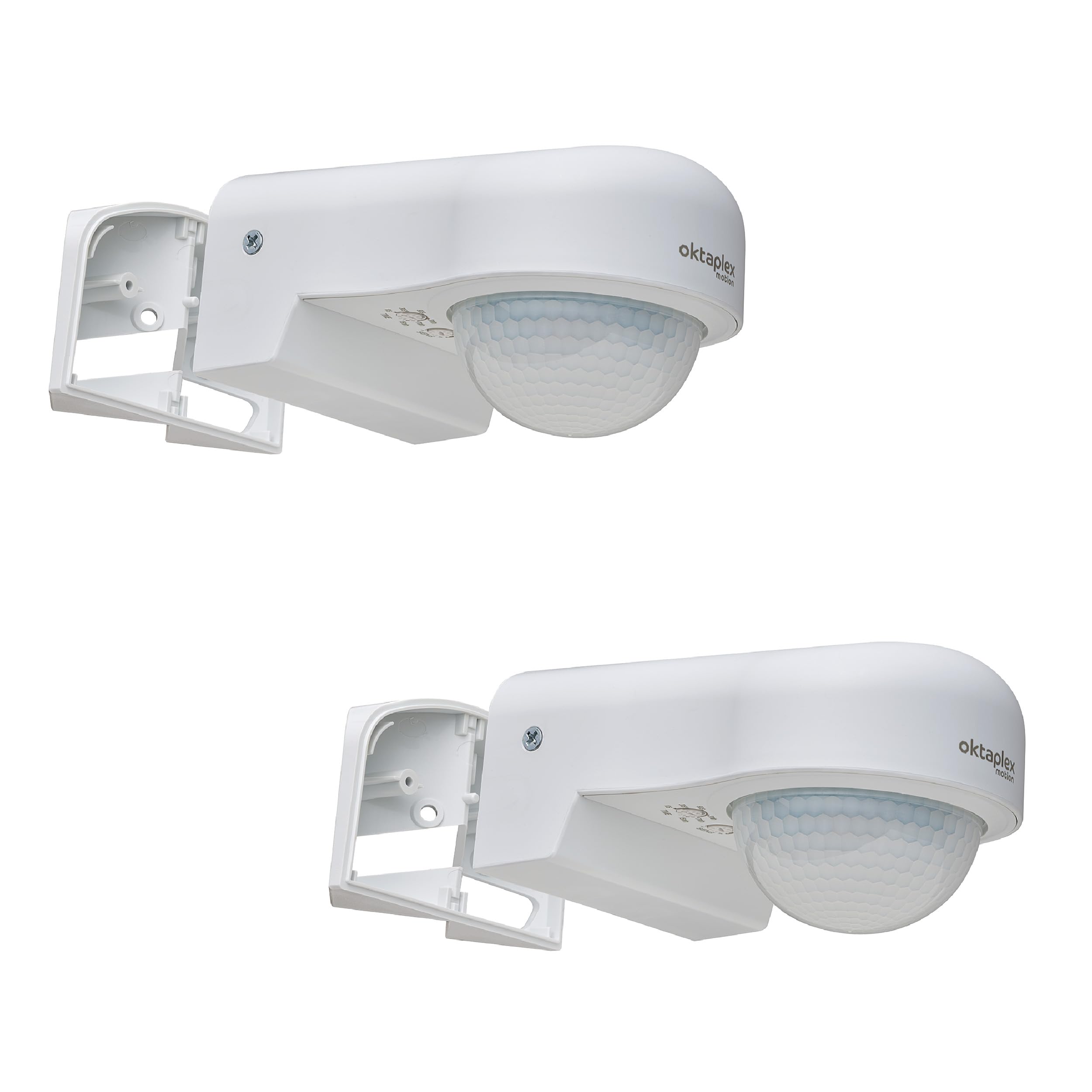 Oktaplex Set de 2 Don Sensor de Movimiento Exterior 230V IP65 240° Sensor infrarrojo Ajustable 10m de Alcance Blanco Incl. Soporte esquinero | IP65 240° Sensor infrarrojo ajustable 10 m incluye soporte de esquina de 230 V
