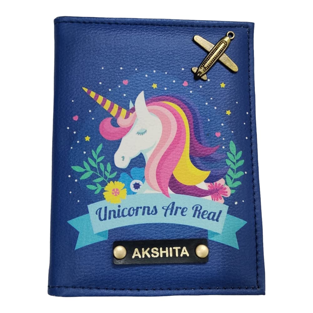 GiftsclubPoly Canvas Unicorn Unisex Passport Cover (Navy Blue)