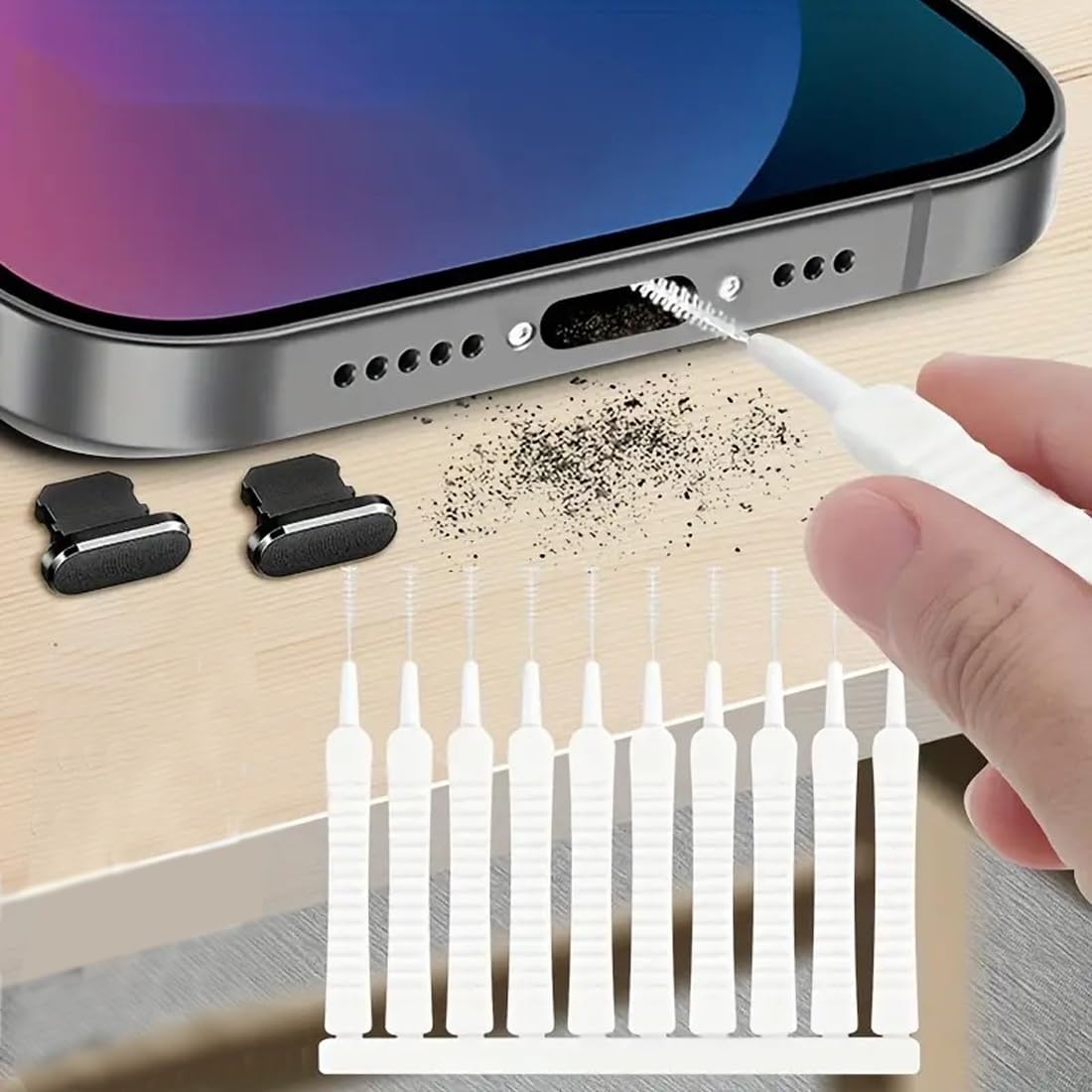 Kit per la Pulizia del Telefono Cellulare 10 Pezzi Kit spazzole per Pulizia Porta Telefono USB C Spina Antipolvere in Metallo Spazzole per Altoparlanti per Telefono
