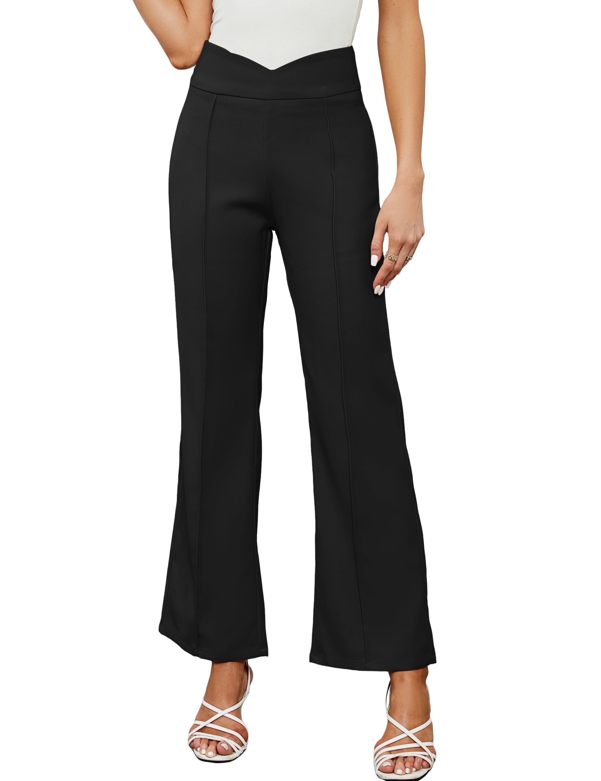 Blooming Jelly Womens Dress Pants High Wasited Wide Leg Business Casual Work Pants Khaki Trendy Trousers