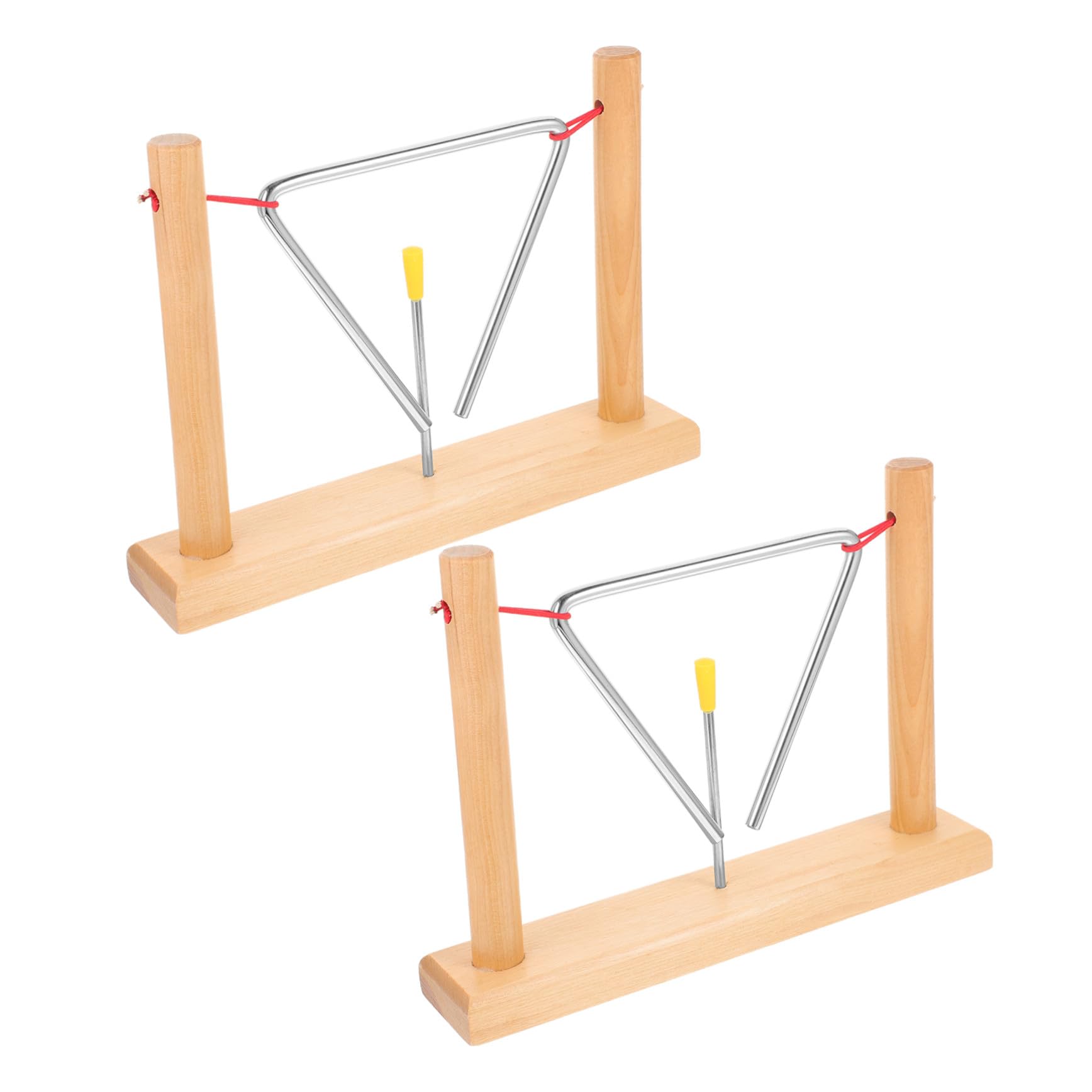 Triangel Schlaginstrumente Tragbare Kinderdreiecksglocken mit Holzständern und Schlägeln 2 Satz aus Eisen für Klare Resonante Klänge und Anfänger