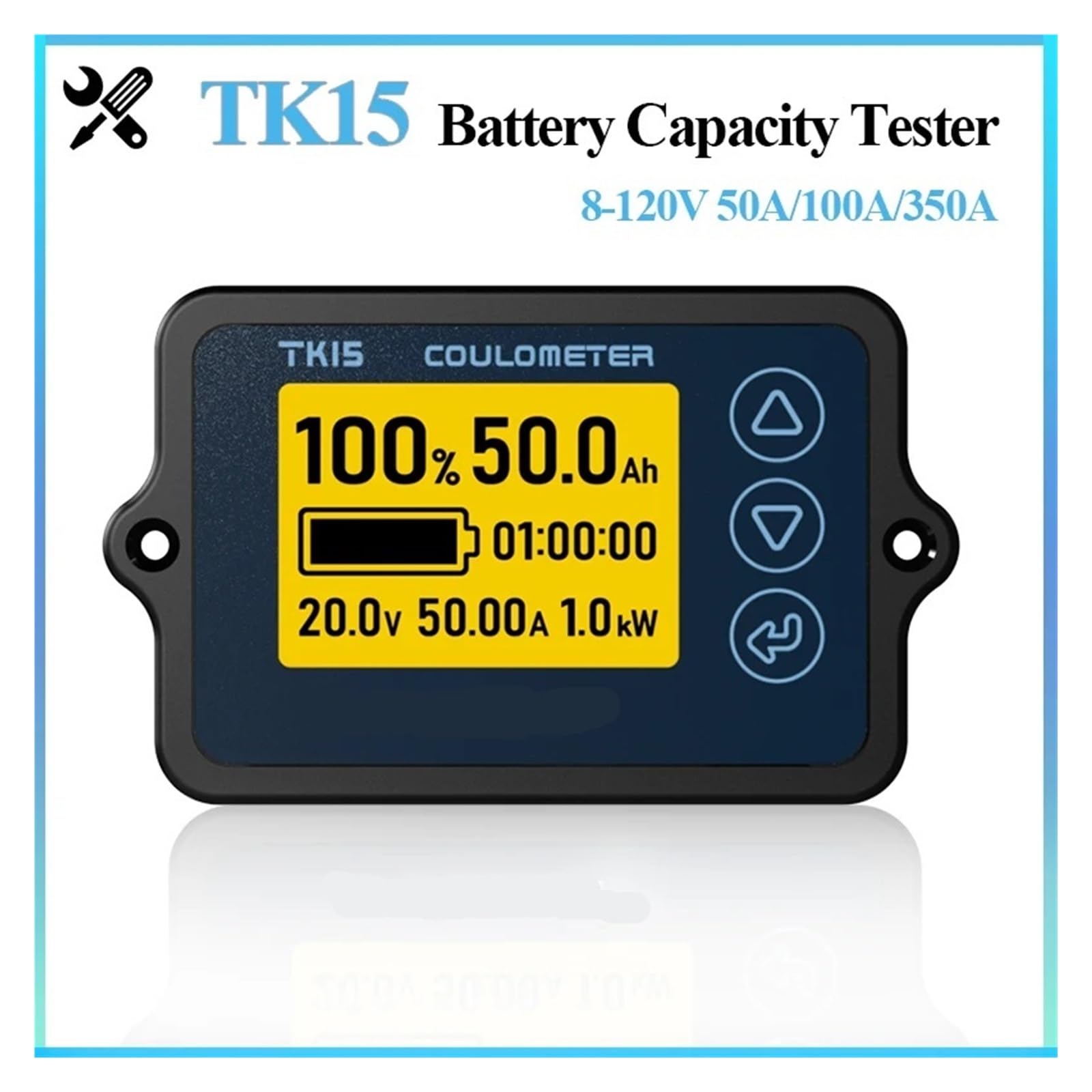 Coulometer DC 8-120V Battery Capacity Indicator Professional Precision Vehicle Battery Capacity Tester Voltage Current Indicator(50A(0-75A))