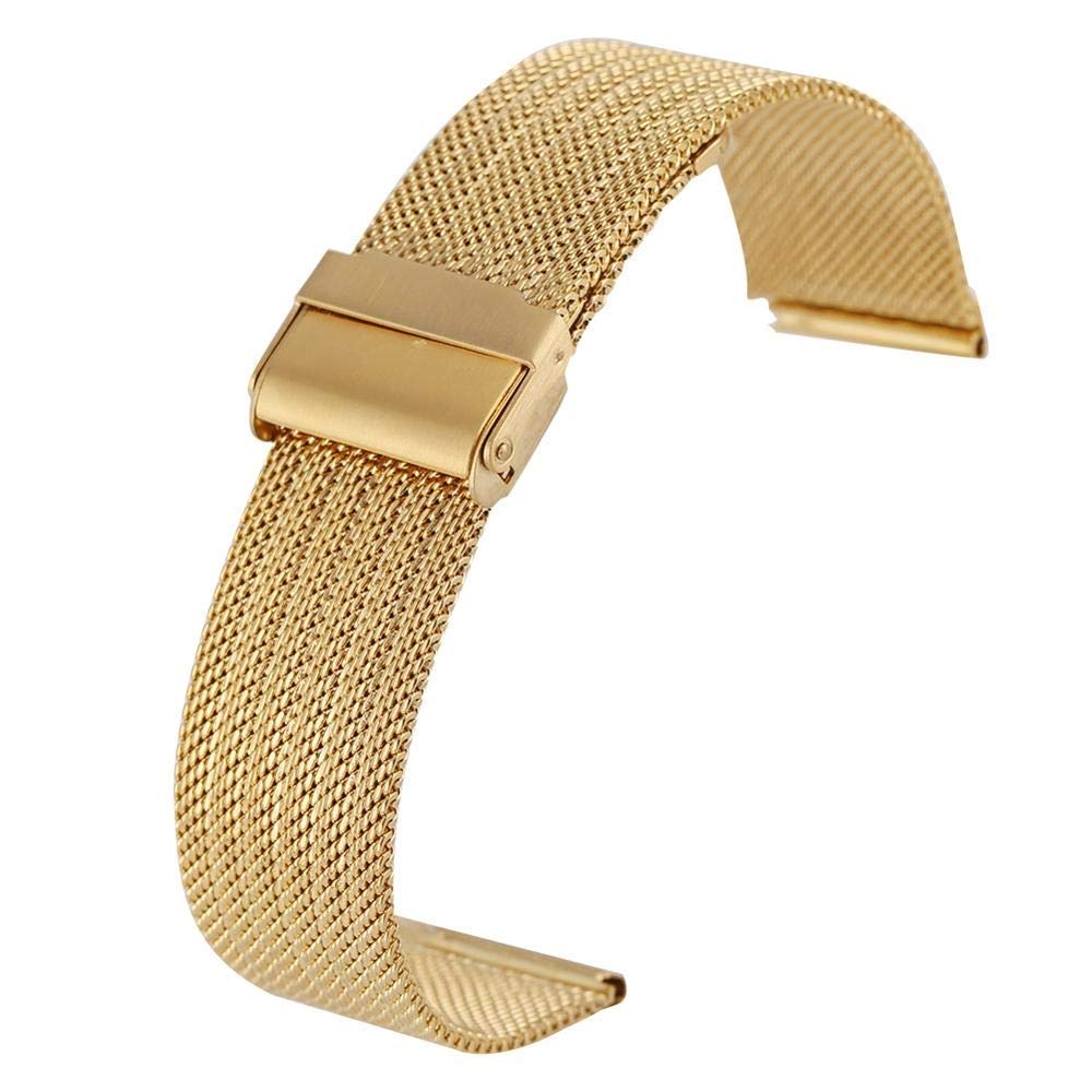QHQQXN Correa de Reloj 18mm 20mm 22mm 24mm Correa de Reloj de Malla de Acero Inoxidable Plateada con reemplazo de Hebilla de Gancho