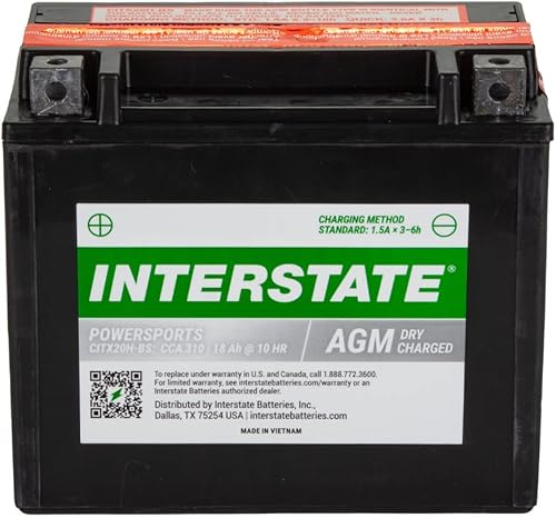 Miniatura 2 de Interstate Batteries YTX20H-BS - Batería de 12 V y 18 Ah Powersports 310CCA de alto rendimiento AGM, repuesto recargable para Arctic Cat,