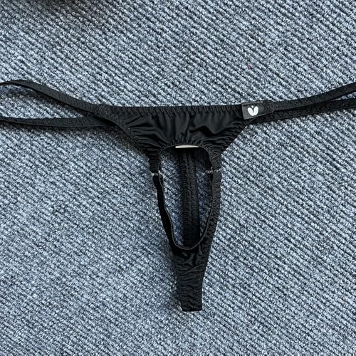 Gogobear Mens Open Front Ice Silk Thongs Low Rise Spaghetti Strap G-String Underwear Panties2