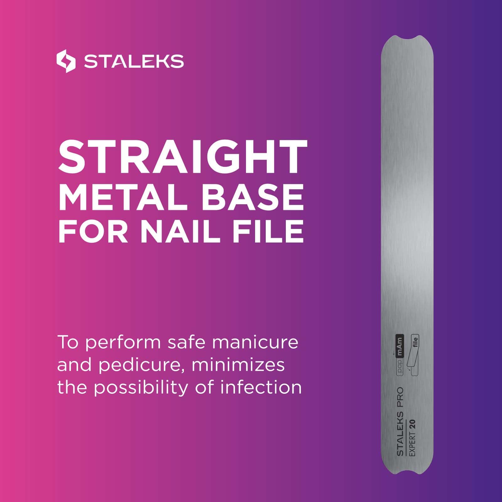 Staleks Pro düz metal taban, tırnak törpüsü uzmanı 20 için, paslanmaz çelik, yeniden kullanılabilir tırnak törpüsü tabanı, manikür ve pedikür aleti, tek kullanımlık dosyalarla uyumlu