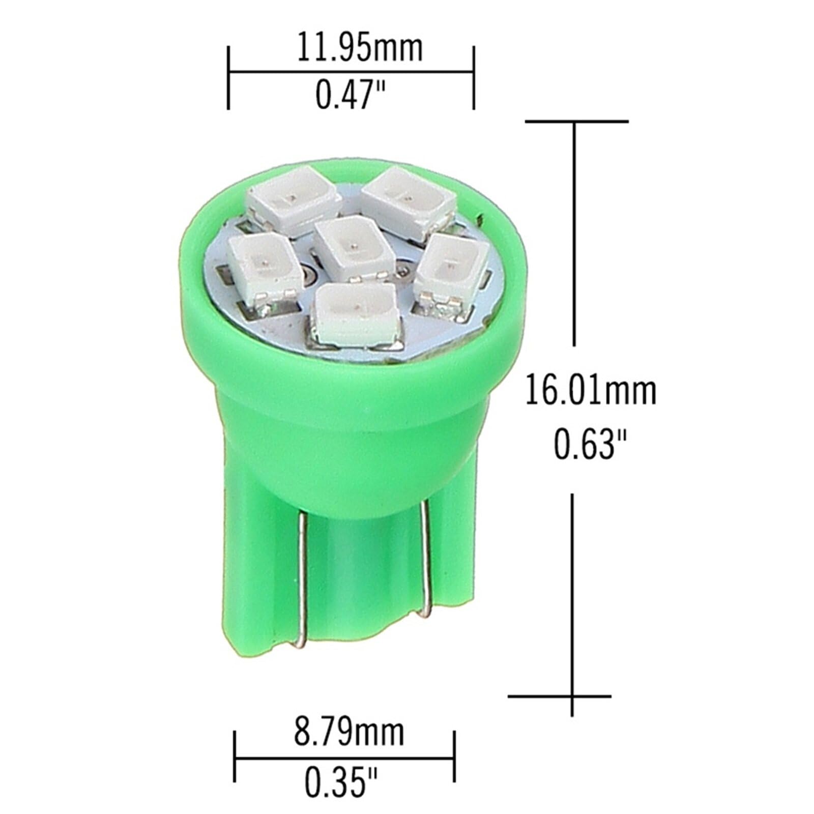 ECCPP Instrument Cluster Dash Panel Lights with Twist Lock Socket T10-6-3020-SMD-Green T10 Twist Lock W5W 147 152 158 159 161 168 184 192 193 259 280 285 447 464 501 555 558 585 655 656 657 1250