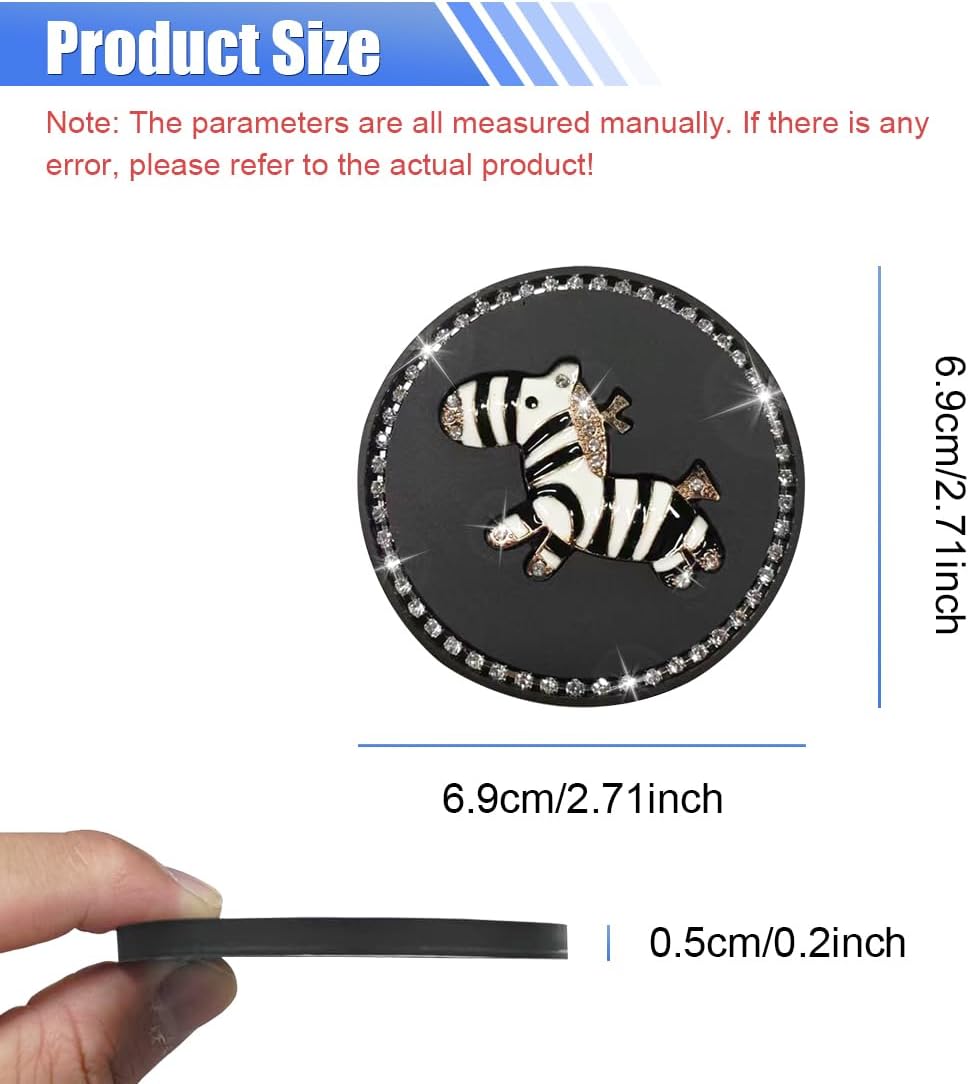Craedli 2PCS Bling Car Cup Holder Insert Coasters, 2.71 Inch Silicone Anti-Slip Crystal Rhinestone Animals Drink Cup Mat, Universal Car Cup Coaster Vehicle Interior Accessories for Women (Zebra) image 2