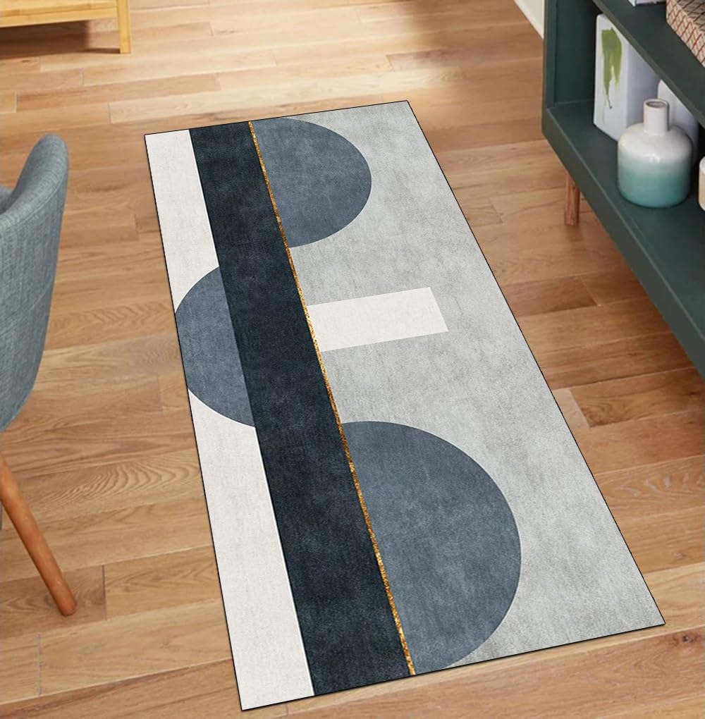 Alfombra de cocina larga lavable gris de poliéster moderna de 110x200 1