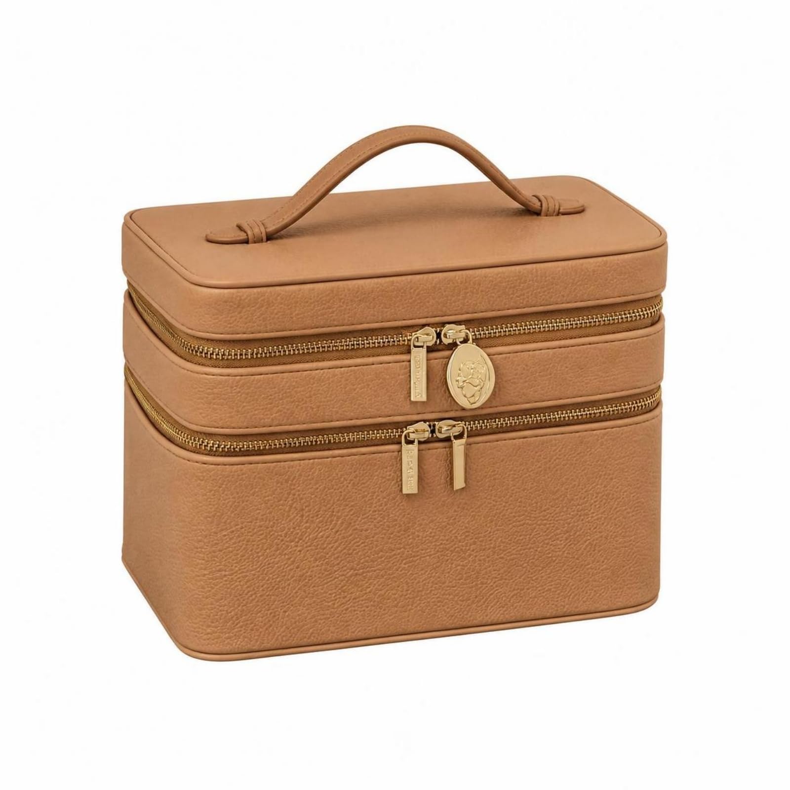 predolo Bolsa Maquillaje Viaje | Estructura Rígida y Estable, Neceser Maquillaje, Versátil, para Tocador, Estudiantes, Marrón